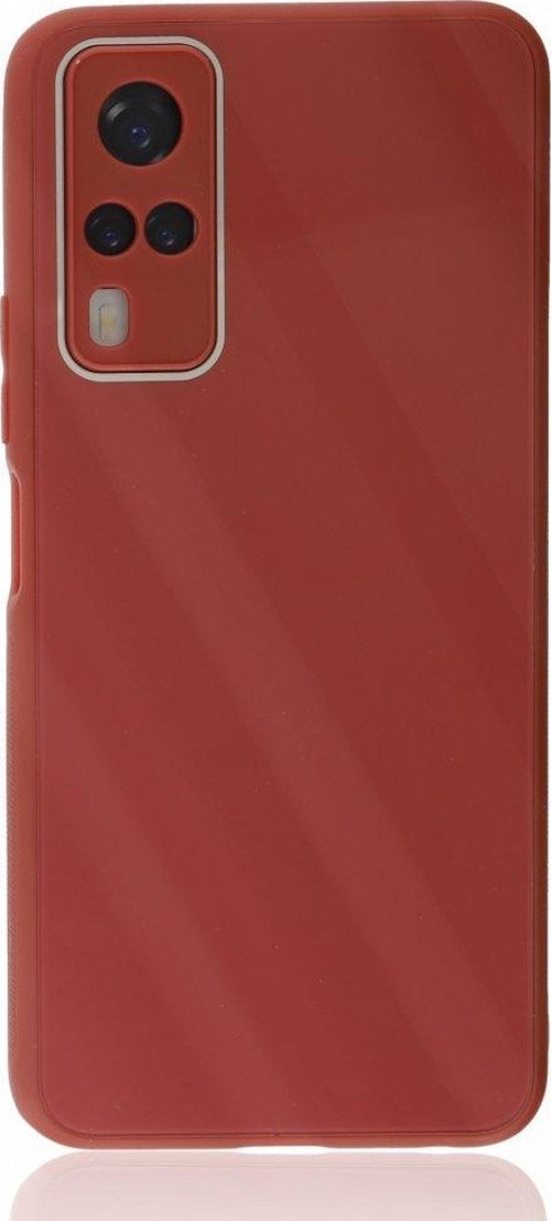 Vivo Y51 Kılıf Kamera Korumalı Arkası 9H Temperli Cam Yüzey Soft Tasarım Glass Kapak