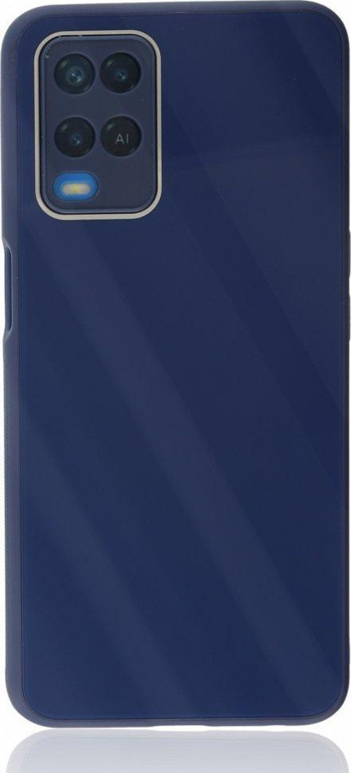 Oppo A54 4G Kılıf Kamera Korumalı Arkası 9H Temperli Cam Yüzey Soft Tasarım Glass Kapak