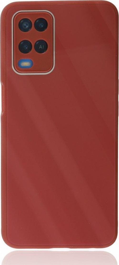 Oppo A54 4G Kılıf Kamera Korumalı Arkası 9H Temperli Cam Yüzey Soft Tasarım Glass Kapak