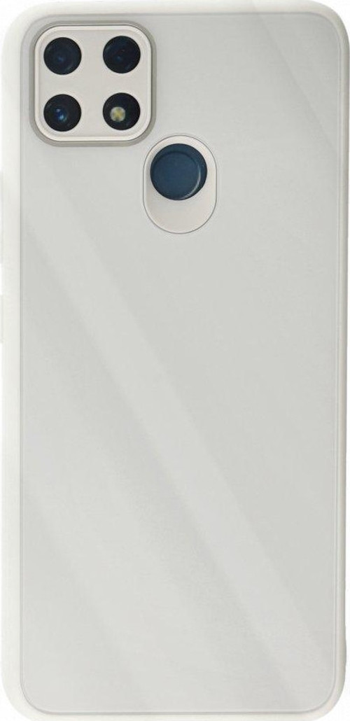 Realme C25 Kılıf Kamera Korumalı Arkası 9H Temperli Cam Yüzey Soft Tasarım Glass Kapak
