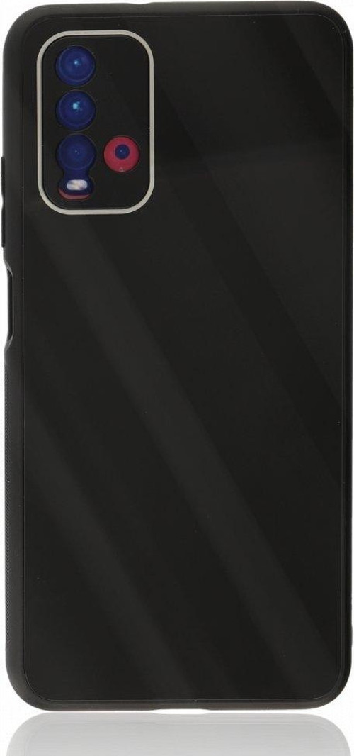 Xiaomi Redmi Note 9 4G Kılıf Kamera Korumalı Arkası 9H Temperli Cam Yüzey Soft Tasarım Glass Kapak