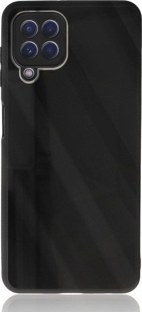 Samsung Galaxy A12 Kılıf Kamera Korumalı Arkası 9H Temperli Cam Yüzey Soft Tasarım Glass Kapak