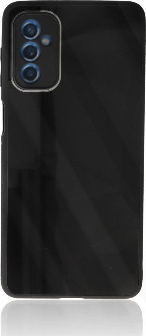 Samsung Galaxy M52 5G Kılıf Kamera Korumalı Arkası 9H Temperli Cam Yüzey Soft Tasarım Glass Kapak