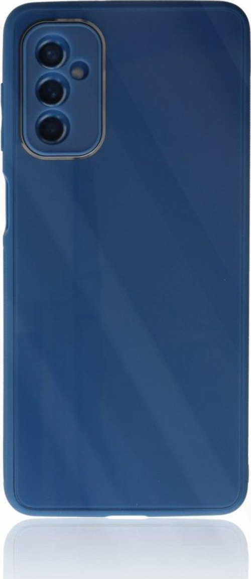 Samsung Galaxy M52 5G Kılıf Kamera Korumalı Arkası 9H Temperli Cam Yüzey Soft Tasarım Glass Kapak