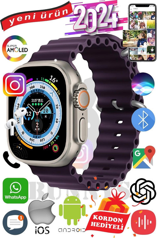 Omix X600 NFC Uyumlu Akıllı Saat ULTRA MAX 2024 Kordon Hediyeli Amoled Ekran