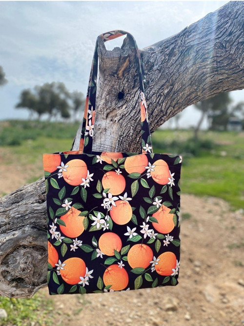 Portakal Desenli Çok Amaçlı Bez Tote/plaj/omuz Çantası