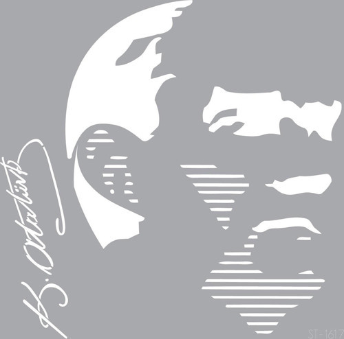 Atatürk-2 Stencil Boyama şablonu 30x30 cm, Duvar Stencil, Fayans Stencil, Mobilya Stencil