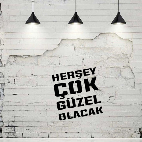 Her Şey Çok Güzel Olacak Stencil Boyama şablonu 30x30 cm, Duvar Stencil, Fayans Stencil