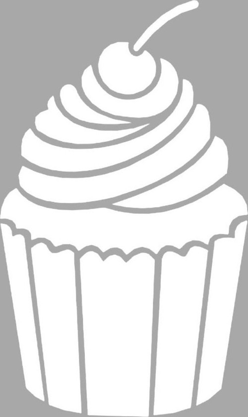 Kirazlı Cupcake Stencil Boyama şablonu 30x30 cm, Duvar Stencil, Fayans Stencil, Mobilya Stencil