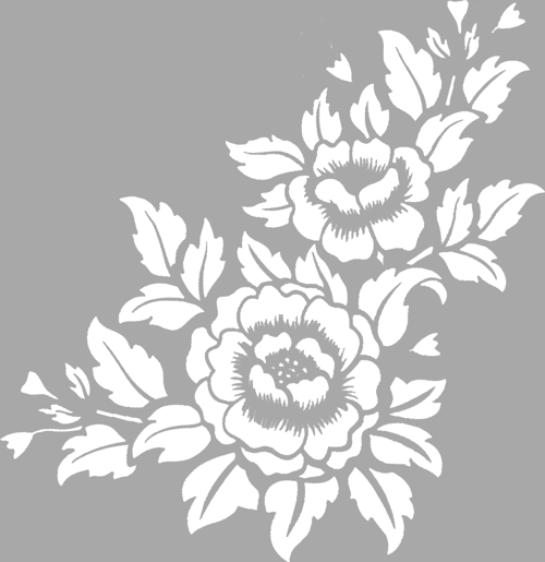 Çiçek Motif-29 Stencil Boyama şablonu 30x30 cm, Duvar Stencil, Fayans Stencil, Mobilya Stencil