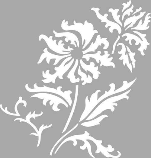 Çiçek Motif-30 Stencil Boyama şablonu 30x30 cm, Duvar Stencil, Fayans Stencil, Mobilya Stencil