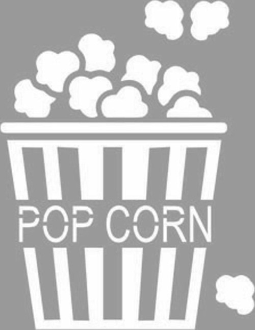 Pop Corn Kovası Stencil Boyama şablonu 30x30cm, Duvar Stencil, Fayans Stencil, Mobilya Stencil