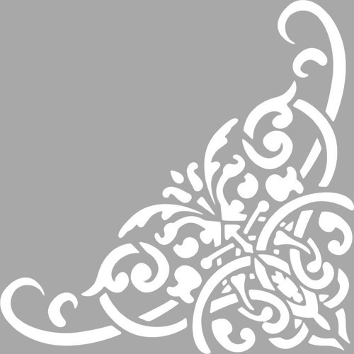 Tek Köşe Motif Stencil Boyama şablonu 30x30 cm, Duvar Stencil, Fayans Stencil, Mobilya Stencil