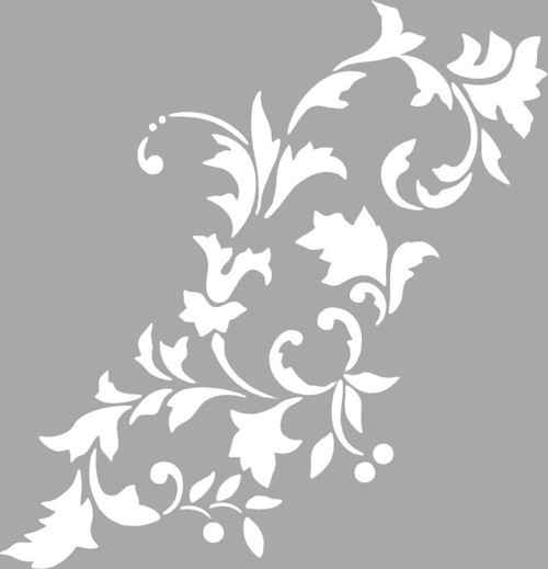 Riviera Çiçek Motif Stencil Boyama şablonu 30x30 cm, Duvar Stencil, Fayans Stencil, Mobilya Stencil