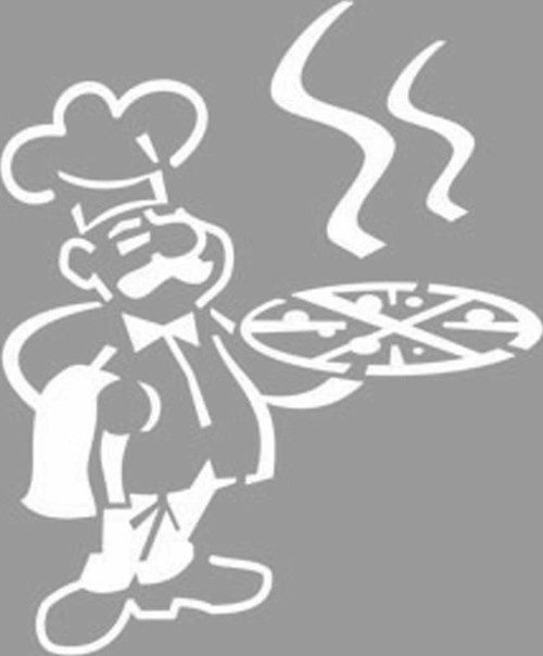 Yaşlı Pizzacı-2 Stencil Boyama şablonu 30x30 cm, Duvar Stencil, Fayans Stencil, Mobilya Stencil