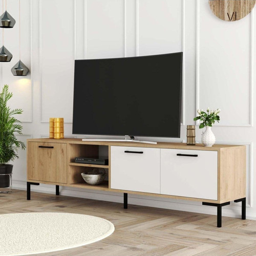 1594 Aurora (METAL AYAKLI) Tv Ünitesi Sepet - Beyaz
