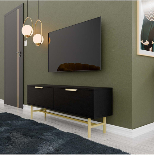 4030 NERO 138 CM (GOLD METAL AYAKLI) TV ÜNİTESİ SİYAH