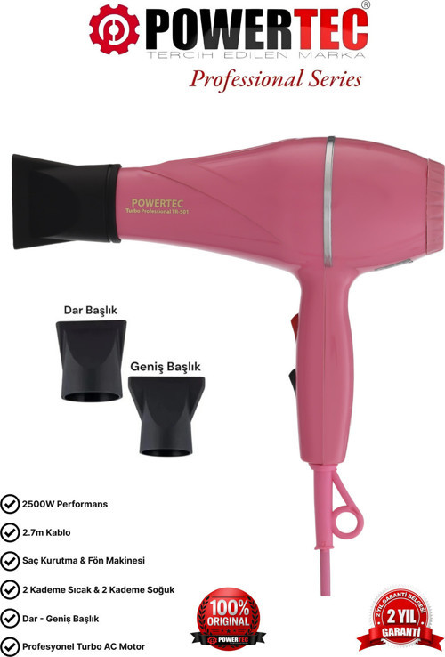 TR-501 Profesyonel Renkli Fön Makinesi Pembe