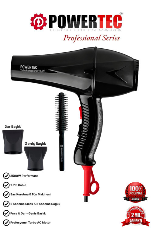 TR-901 Turbo Profesyonel Fön Makinesı + Berber Fön Fırçası