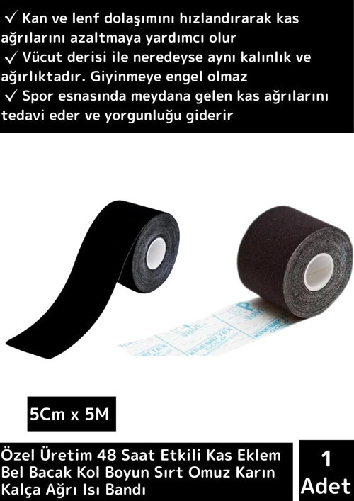 Premium Hızlı Etkili Büyük Boy Kas Eklem Bel Bacak Kol Boyun Sırt Omuz Karın Kalça Ağrı Bandı Siyah