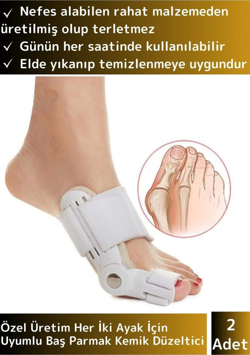 Özel Üretim Standart Beden Yumuşak Yıkanabilir Sağ Sol Ayak Uyumlu Baş Parmak Kemik Düzeltici 2 Adet