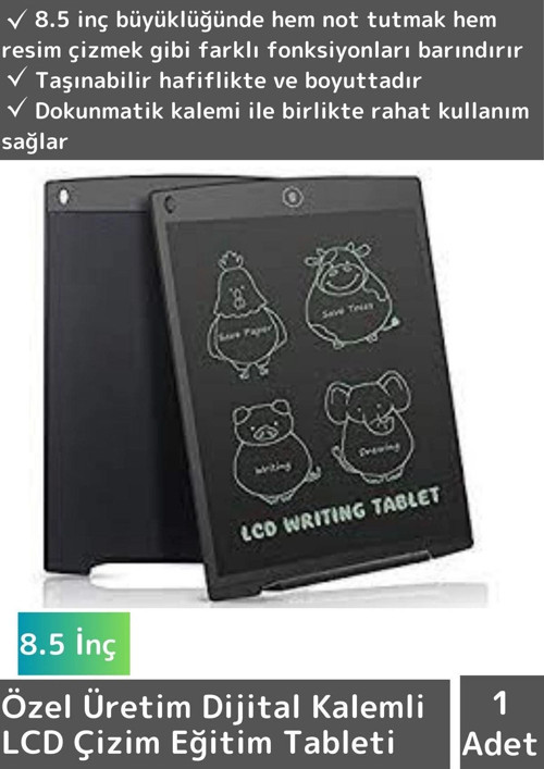 Özel Üretim 8.5 Inch LCD Dijital Kalemli Çocuk Not Resim Grafik Çizim Eğitim Tableti