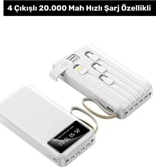 Profesyonel 20 Bin Mah Taşınabilir Hızlı Şarj Cihazı 4 Çıkışlı Powerbank
