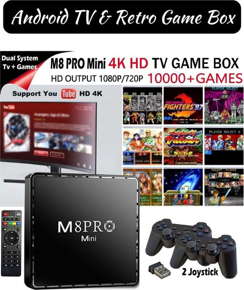 Premium M8 PRO MINI Kablosuz Aile TV Mini Oyun Konsolu Çift Kol 10000 Oyun