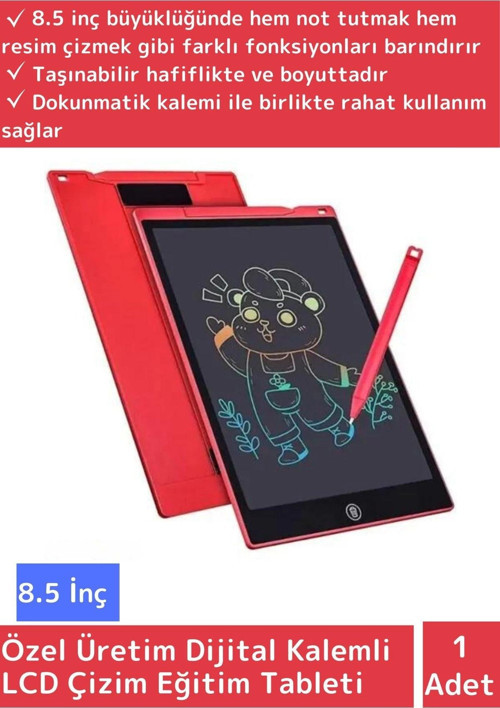 8.5 Inch LCD Dijital Kalemli Uyumlu Çocuk Not Resim Grafik Çizim Eğitim Tableti