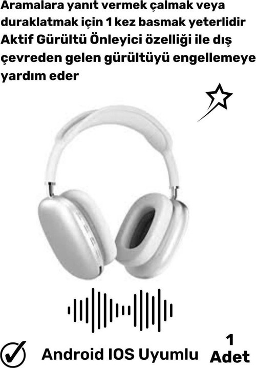 IPhone 8 Uyumlu 5.2 Bluetooth Anc Dokunmatik Suya Tere Dayanıklı P9 Kablosuz Kulaklık