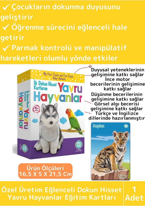 Premium Eğitici Çocuk Gelişimi Eğlenceli Öğrenme Dokun Hisset Tanı Yavru Hayvanlar Eğitim Kartları