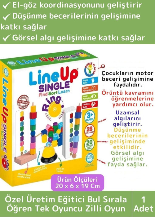 Premium Zeka Geliştirici Öğretici Lineup Single Ring Bul Sırala Ögren Tek Oyuncu Zilli Oyun