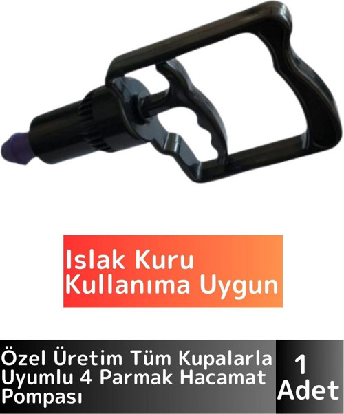 Premium Yüksek Kaliteli Tüm Kupalara Uyumlu Islak Kuru Kullanıma Uygun 4 Parmak Hacamat Pompası