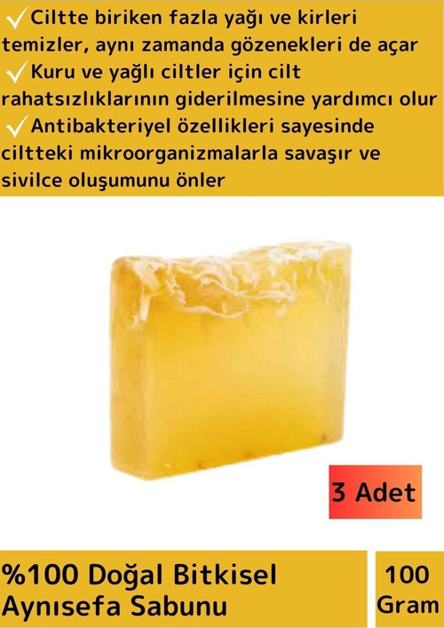 Doğal Aynı Sefa Sabunu Özel Üretim Tüm Cilt Tipleri İçin Uygun 3 Adet 100gr