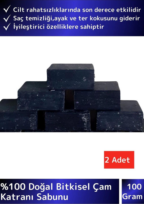 Doğal Güzel Kokulu Çam Katranı Sabunu Özel Üretim Tüm Cilt Tipleri İçin Uygun 2 Adet 100gr