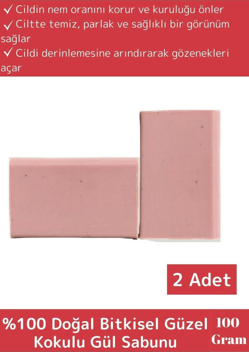 Özel Üretim %100 Doğal Bitkisel Güzel Kokulu El Yüz Cilt Vücut Gül Sabunu 2 Adet