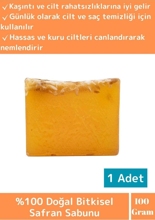 Özel Üretim %100 Doğal Cilt Onarıcı Tüm Vücut İçin Uygun Safran Sabunu 1 Adet