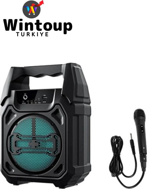 Bluetooth Hoparlör Kareokeli Kablosuz Speaker Mikrofon Hediyeli Işıklı Hoparlör