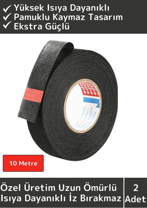 Premium Isıya Dayanıklı Yüksek Aşınma Dirençli Kalıntı Bırakmayan Alev Geciktirici 10Metre Bant 2 Ad