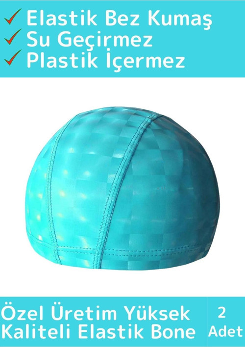 Özel Üretim Su Geçirmez Yüzücü Havuz Deniz Bonesi Elastik Bez Yüzme Şapkası Bone 2 Adet