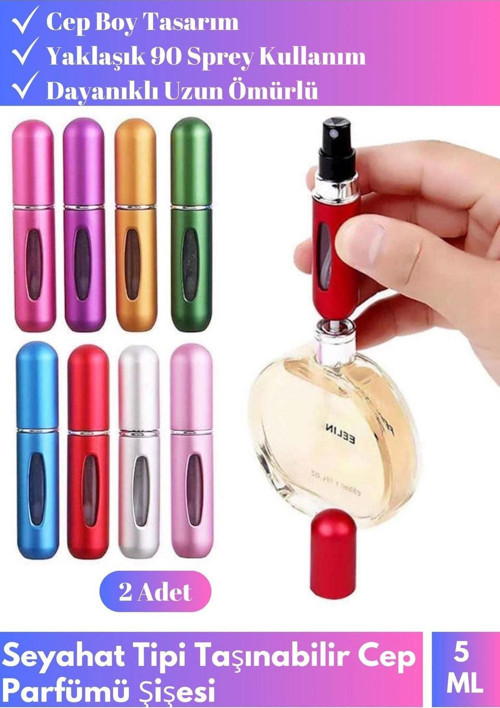 Özel Üretim Gündelik&Seyahat Tipi Taşınabilir Mini Cep Parfüm Şişesi Çanta İçi Tasarım 2 Adet 5 Ml