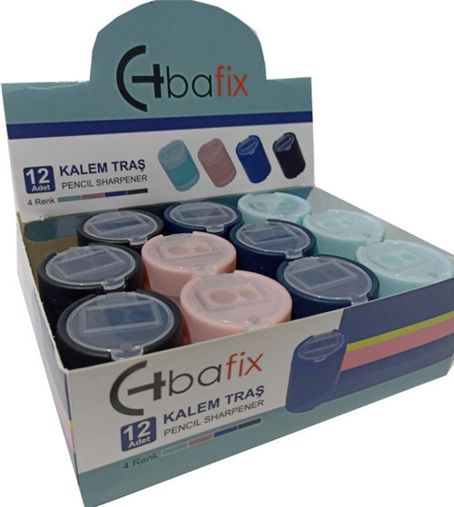 Kalemtıraş Çift Delikli Kapaklı Öğrenci Kalemtıraş 12 Li Paket