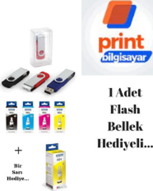 Epson T664 / L1110 Orjinal Mürekkep Takımı +1 Sarı Hediyeli Flash Usb Bellek Hediyeli