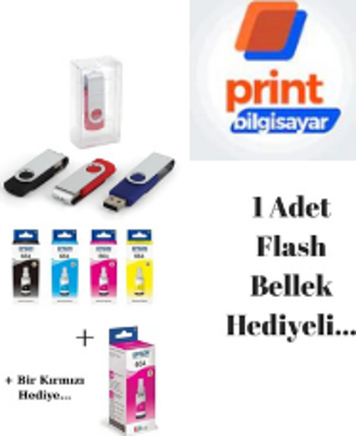 Epson T664 / L485 Orjinal Mürekkep Takımı +1 Kırmızı Hediyeli Flash Usb Bellek Hediyeli