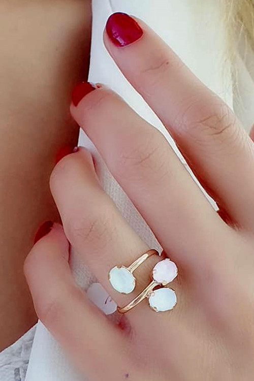 Swarovski taşlı 925ayar gümüş rose ayarlanabilir yüzük