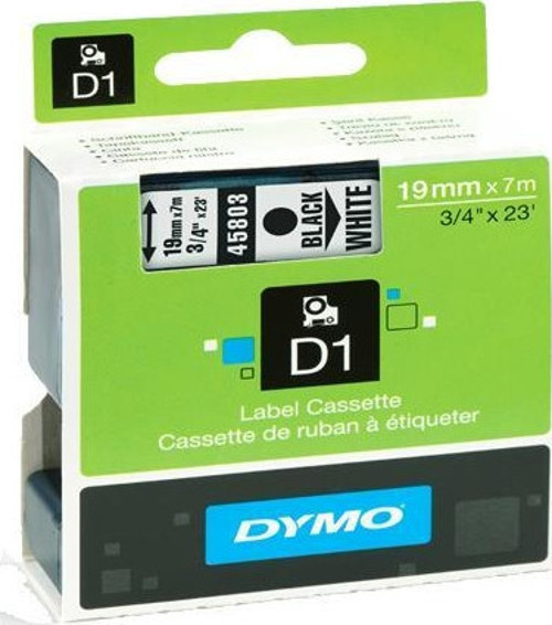 D1 Şerit Standart 19 MMx7 MT Beyaz Üzerine Siyah 45803 S0720830