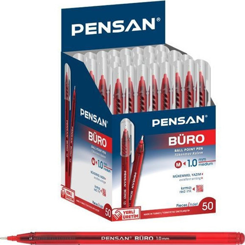 Büro 1.0mm Kırmızı 50li Tükenmez Kalem 2270
