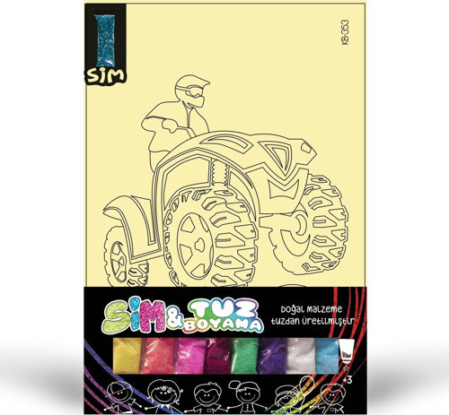 KB-353 Offroad Simli Tuz Boyama Oyunu, Eğitici Aktivite, Kum Boyama Oyunu