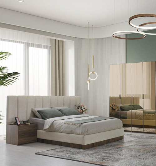 MANHATTAN YATAK ODASI-MDF-BAROK-4 KAPAKLI VE CAMLI-LUX TAKIM-TRAVERSLİ