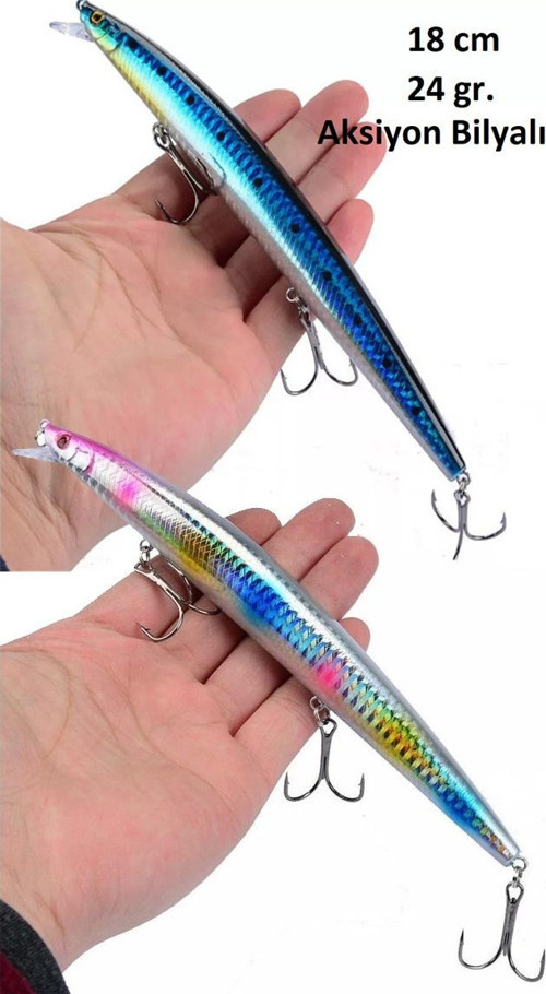 2 Adet 18cm 24gr.Rapala Lures Sahte Balık Yemi Yapay Yem Suni Yem Maket Balık Jig Yem